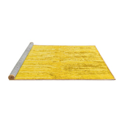 Sideview of Machine Washable Abstract Yellow Contemporary Rug, wshcon510yw