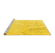 Sideview of Machine Washable Abstract Yellow Contemporary Rug, wshcon510yw