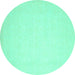 Round Machine Washable Solid Turquoise Modern Area Rugs, wshcon511turq