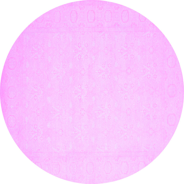 Round Machine Washable Solid Purple Modern Area Rugs, wshcon511pur