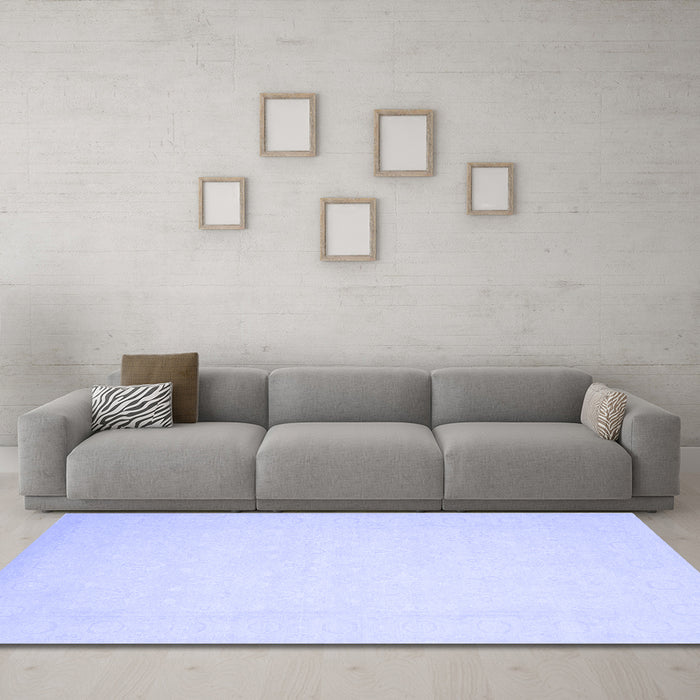 Machine Washable Solid Blue Modern Rug in a Living Room, wshcon511blu