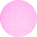 Round Machine Washable Solid Pink Modern Rug, wshcon511pnk