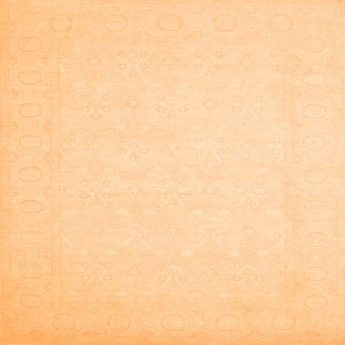 Round Machine Washable Solid Orange Modern Area Rugs, wshcon511org