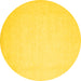Round Machine Washable Solid Yellow Modern Rug, wshcon511yw