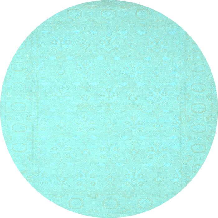 Round Machine Washable Solid Light Blue Modern Rug, wshcon511lblu