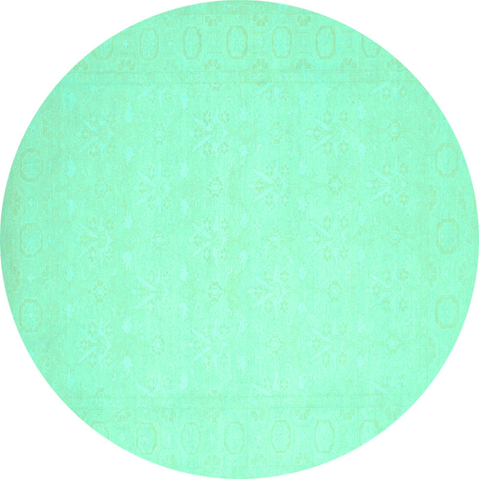 Round Solid Turquoise Modern Rug, con511turq