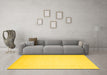 Machine Washable Solid Yellow Modern Rug in a Living Room, wshcon511yw