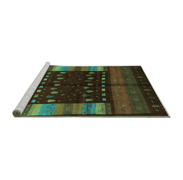 Sideview of Machine Washable Oriental Turquoise Traditional Area Rugs, wshcon512turq
