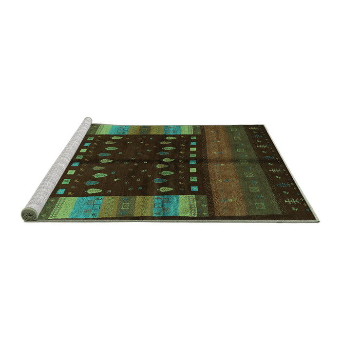 Sideview of Machine Washable Oriental Turquoise Traditional Area Rugs, wshcon512turq