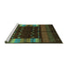 Sideview of Machine Washable Oriental Turquoise Traditional Area Rugs, wshcon512turq