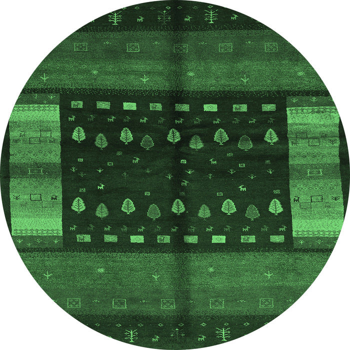 Round Oriental Emerald Green Traditional Rug, con512emgrn