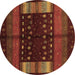 Round Oriental Brown Traditional Rug, con512brn