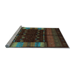 Sideview of Machine Washable Oriental Light Blue Traditional Rug, wshcon512lblu