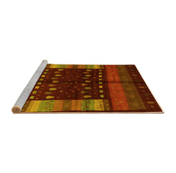 Sideview of Machine Washable Oriental Yellow Traditional Rug, wshcon512yw