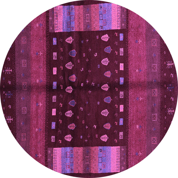 Round Oriental Purple Traditional Rug, con512pur