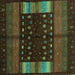 Square Machine Washable Oriental Turquoise Traditional Area Rugs, wshcon512turq