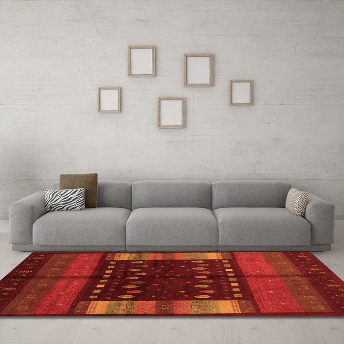 Machine Washable Oriental Orange Traditional Area Rugs in a Living Room, wshcon512org