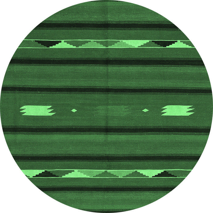 Round Machine Washable Oriental Emerald Green Traditional Area Rugs, wshcon513emgrn