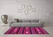 Machine Washable Oriental Pink Traditional Rug in a Living Room, wshcon513pnk