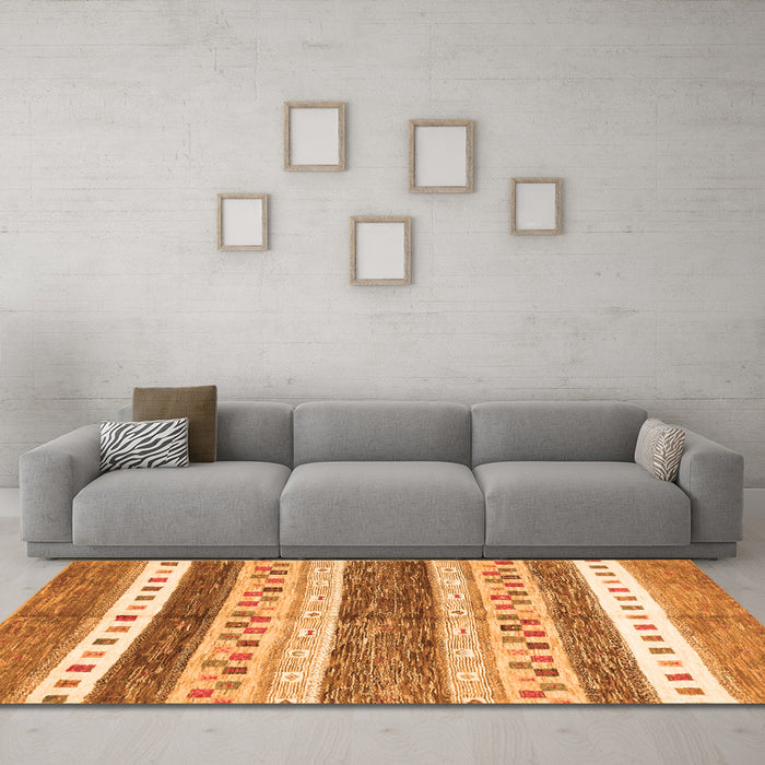 Machine Washable Abstract Orange Contemporary Area Rugs in a Living Room, wshcon514org