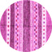 Round Abstract Pink Contemporary Rug, con514pnk