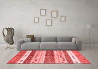 Machine Washable Abstract Red Contemporary Rug, wshcon514red