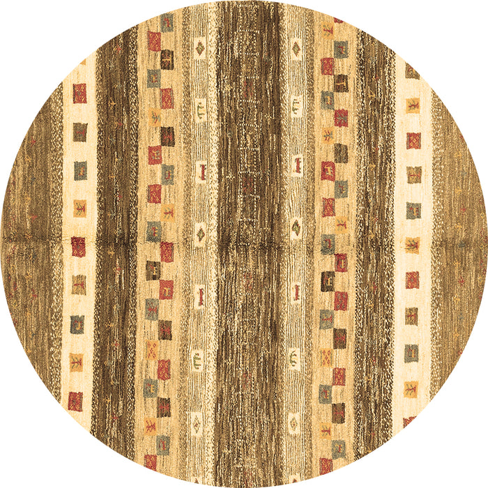 Round Abstract Brown Contemporary Rug, con514brn