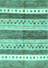 Abstract Turquoise Contemporary Rug, con514turq