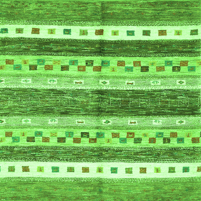 Round Machine Washable Abstract Green Contemporary Area Rugs, wshcon514grn