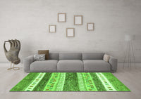 Machine Washable Abstract Green Contemporary Rug, wshcon514grn