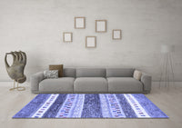 Machine Washable Abstract Blue Contemporary Rug, wshcon514blu