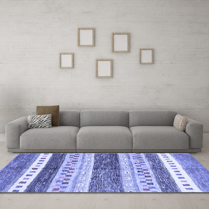 Machine Washable Abstract Blue Contemporary Rug in a Living Room, wshcon514blu