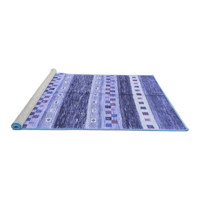 Sideview of Machine Washable Abstract Blue Contemporary Rug, wshcon514blu