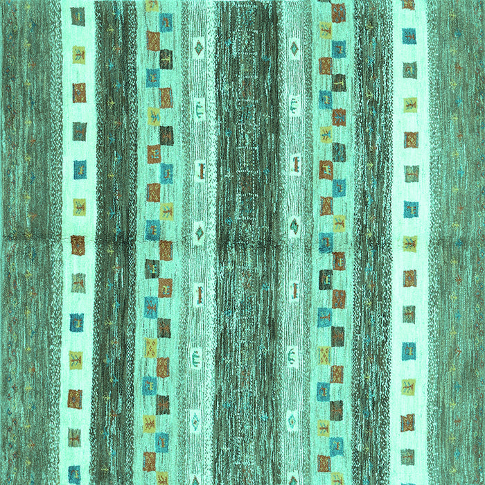 Square Machine Washable Abstract Turquoise Contemporary Area Rugs, wshcon514turq