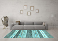 Machine Washable Abstract Light Blue Contemporary Rug, wshcon514lblu