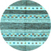 Round Abstract Light Blue Contemporary Rug, con514lblu