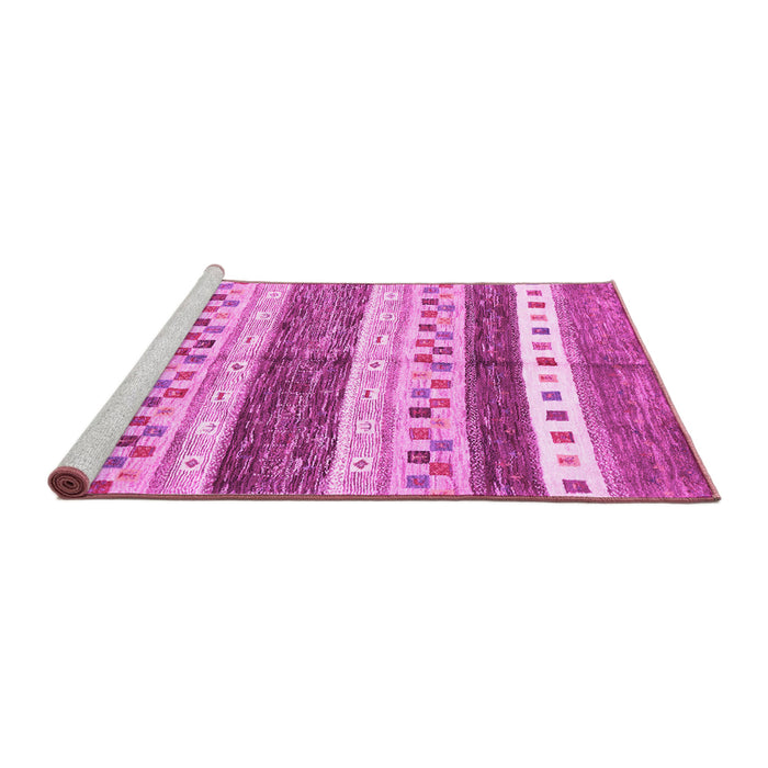 Sideview of Machine Washable Abstract Pink Contemporary Rug, wshcon514pnk