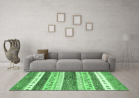 Machine Washable Abstract Emerald Green Contemporary Rug, wshcon514emgrn