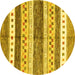 Round Abstract Yellow Contemporary Rug, con514yw