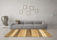 Machine Washable Abstract Brown Contemporary Rug, wshcon514brn