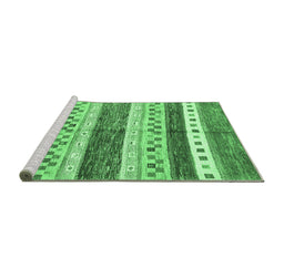 Sideview of Machine Washable Abstract Emerald Green Contemporary Area Rugs, wshcon514emgrn