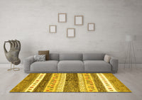 Machine Washable Abstract Yellow Contemporary Rug, wshcon514yw