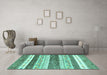 Machine Washable Abstract Turquoise Contemporary Area Rugs in a Living Room,, wshcon514turq