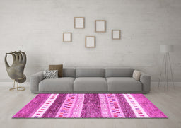 Machine Washable Abstract Pink Contemporary Rug in a Living Room, wshcon514pnk