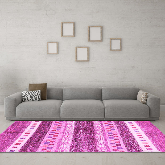 Machine Washable Abstract Pink Contemporary Rug in a Living Room, wshcon514pnk