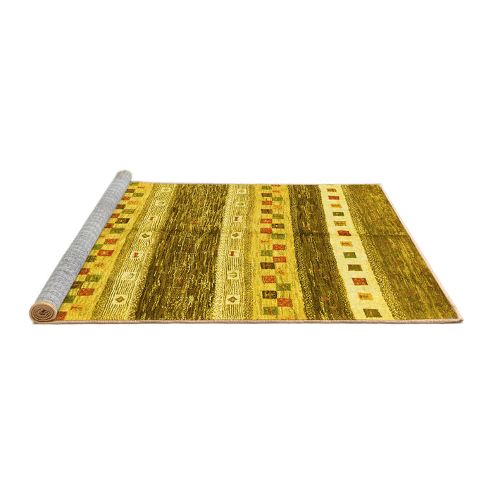 Sideview of Machine Washable Abstract Yellow Contemporary Rug, wshcon514yw