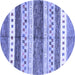 Round Abstract Blue Contemporary Rug, con514blu