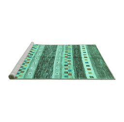 Sideview of Machine Washable Abstract Turquoise Contemporary Area Rugs, wshcon514turq