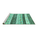 Sideview of Machine Washable Abstract Turquoise Contemporary Area Rugs, wshcon514turq