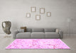 Machine Washable Abstract Pink Contemporary Rug in a Living Room, wshcon515pnk